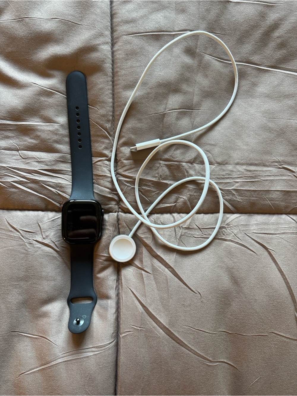 Black Apple Watch with Magnetic Charging Cable - Modern Fitness Wearable